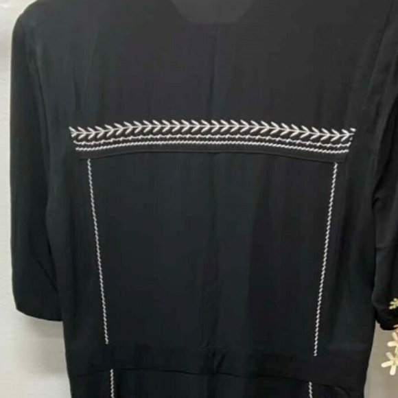 COUNTRY ROAD Embroidered Black Long Sleeve Shirt Dress - Picture 13 of 16